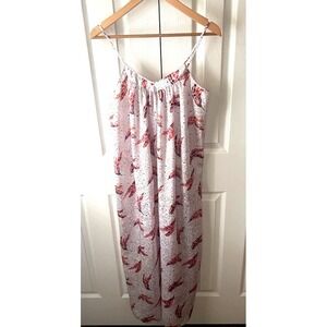 VTG Mary McFadden Multicolor Feather and Dot Tonal Paisley Satin Maxi Dress SZ M